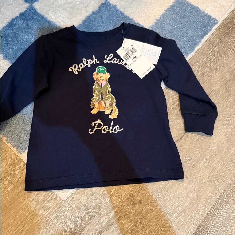 NWT Ralph Lauren Polo boys ' Navy Long-Sleeve Graphic Tee